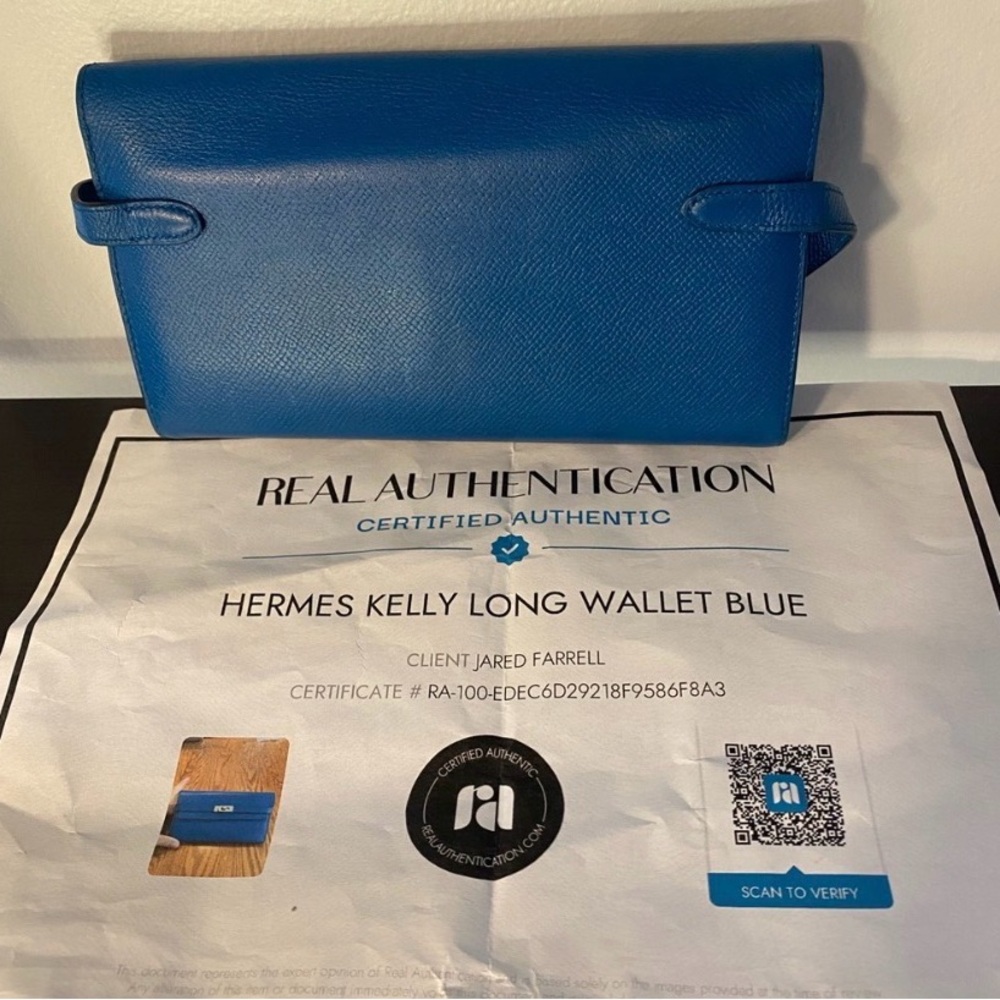 Authentic Hermes Kelly Blue Wallet with COA - Picture 7 of 7